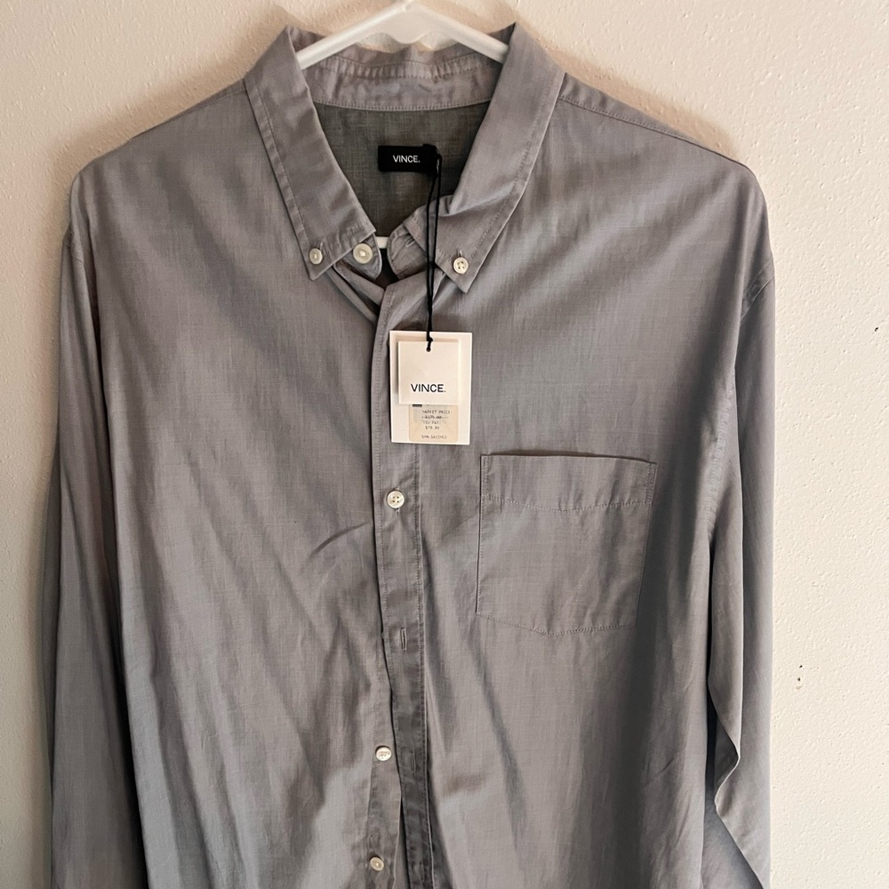 Vince Charcoal Button-Down Shirt